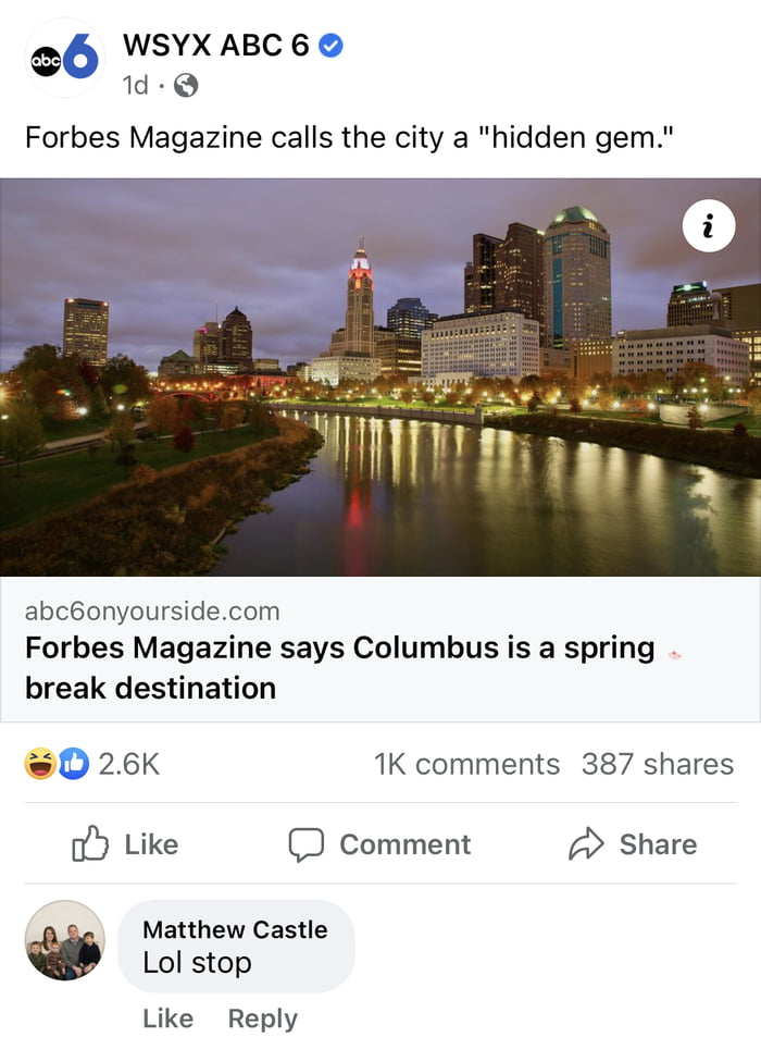 Columbus is cool but spring break destination? 9GAG