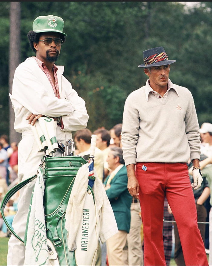 Chi Chi Rodriguez and his cool caddie John Lynch at the 1975 masters