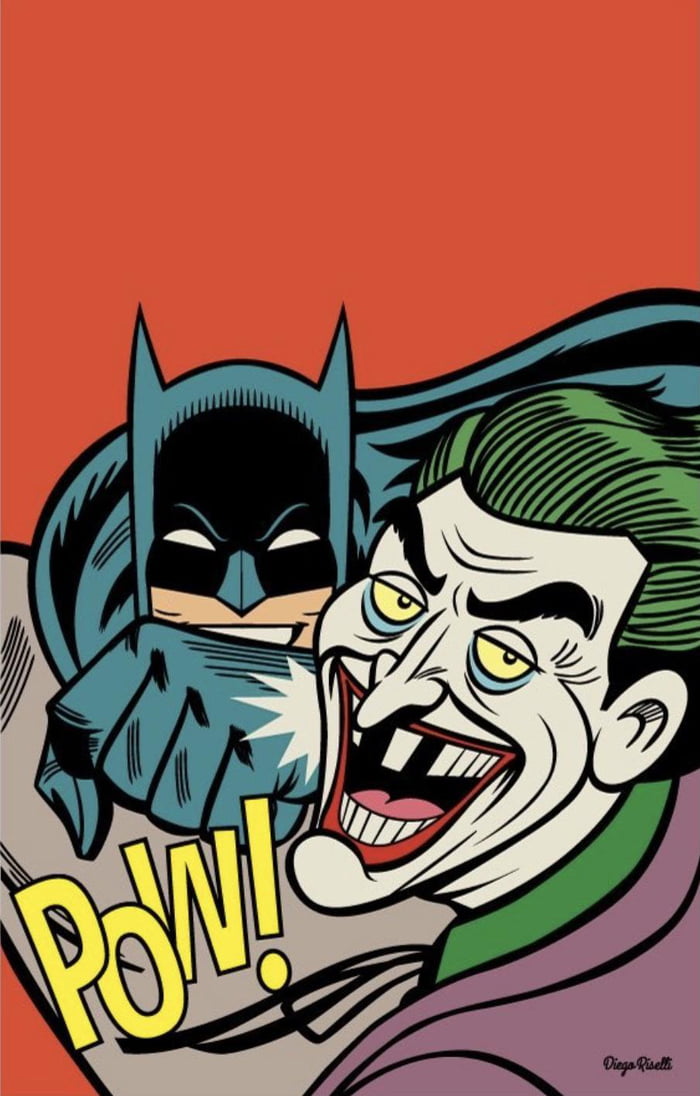 Golden Era Batman VS Joker. Artwork by Diego Riselli - 9GAG