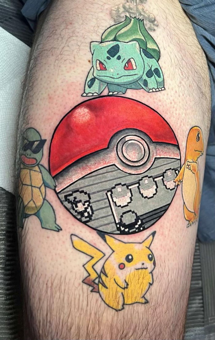 My grass type pokeball tattoo : r/pokemon