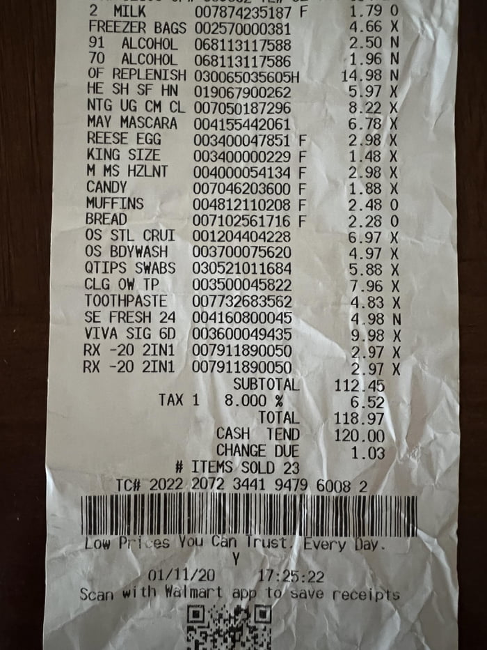 Walmart Receipt From Almost 3 Years Ago Milk Is Up Almost 80 Walmart Receipt From Almost 3 Years Ago Milk Is Up Almost 80
