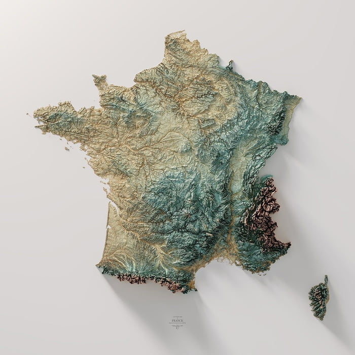 A topographic map of France - 9GAG