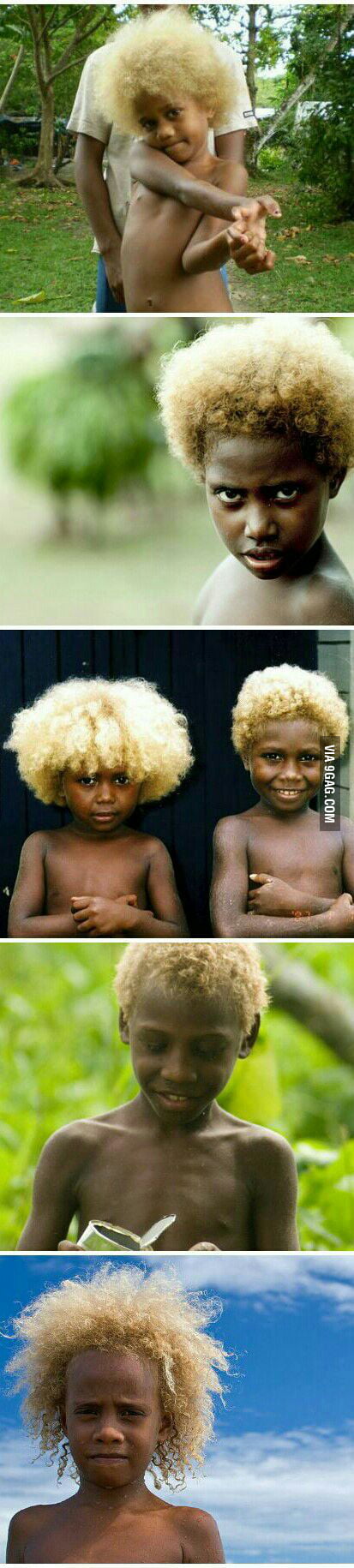 Children from Vanuatu are black and have blonde hair - 9GAG