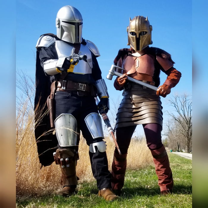 The Armorer by EV Cosplay and the Mandalorian by EV props for Star