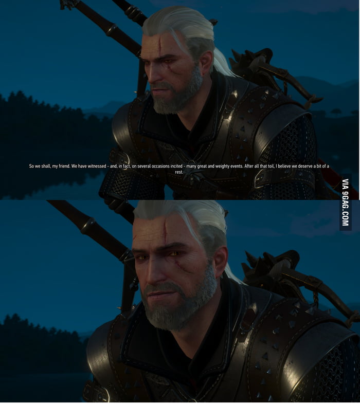 When your character broke the 4th wall to say goodbye. Farewell Geralt ...