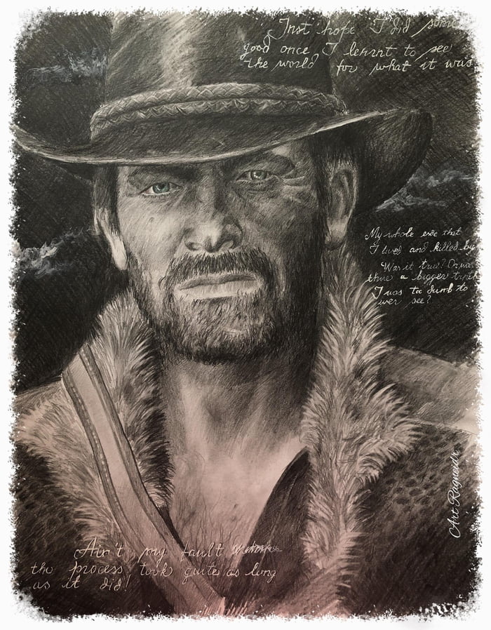 Arthur Morgan , mу art, 297×420 , pencil drawing, 2021 - 9GAG