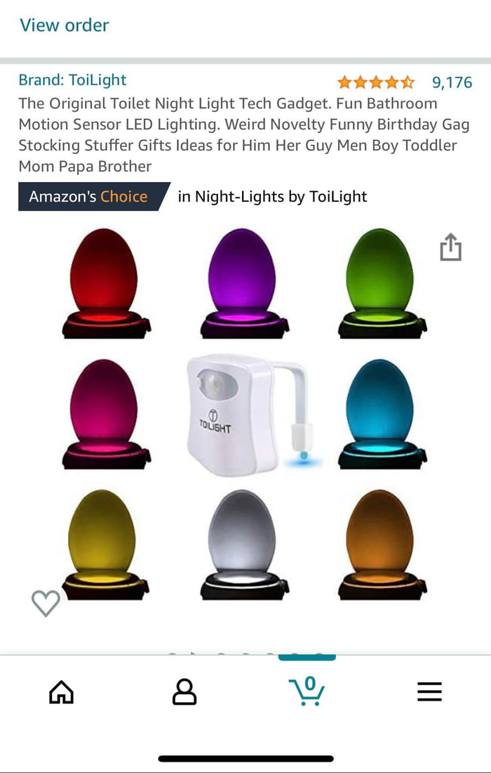 ToiLight The Original Toilet Night Light Tech Gadget. Fun Bathroom Motion  Sensor LED Lighting. Weird Novelty