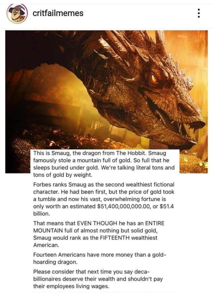 I Reckon Smaug Was Way More Wealthy Then That Trillions Possibly 9gag 2341