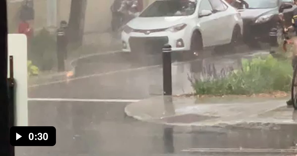 Man gets drenched and almost hit by a manhole cover after heavy rains ...