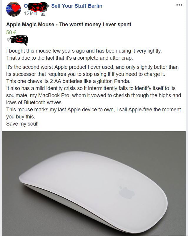 The way this guy sells his mouse... I could not keep that one from you ...