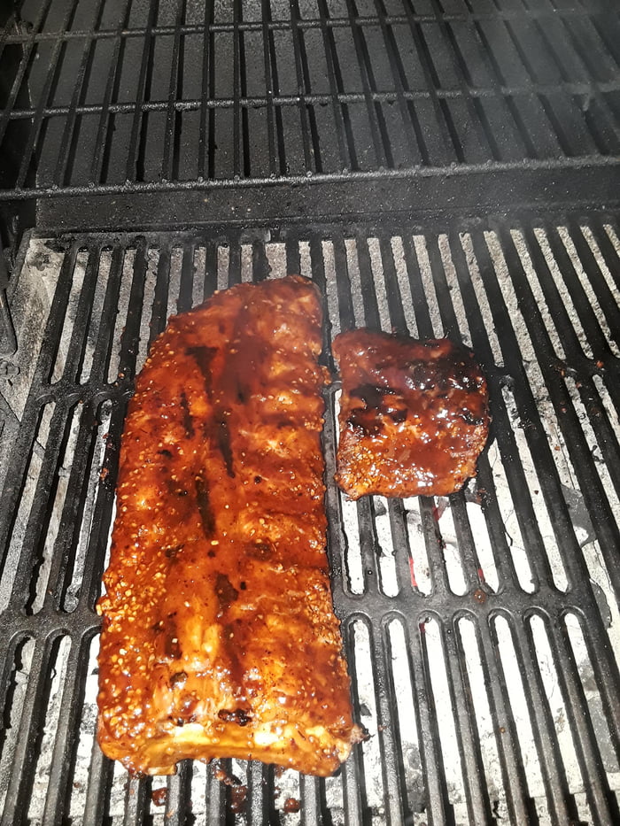 BBQ pork ribs with homemade rub, broiled for 2 hours and grilled for 25 ...