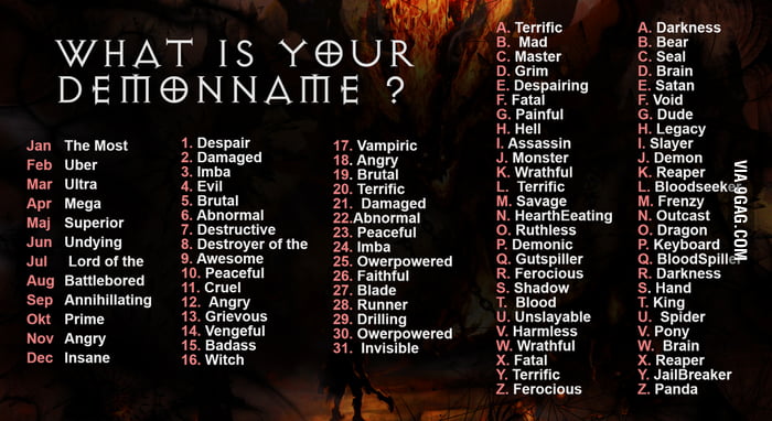 What Is Your Demon Name 9GAG