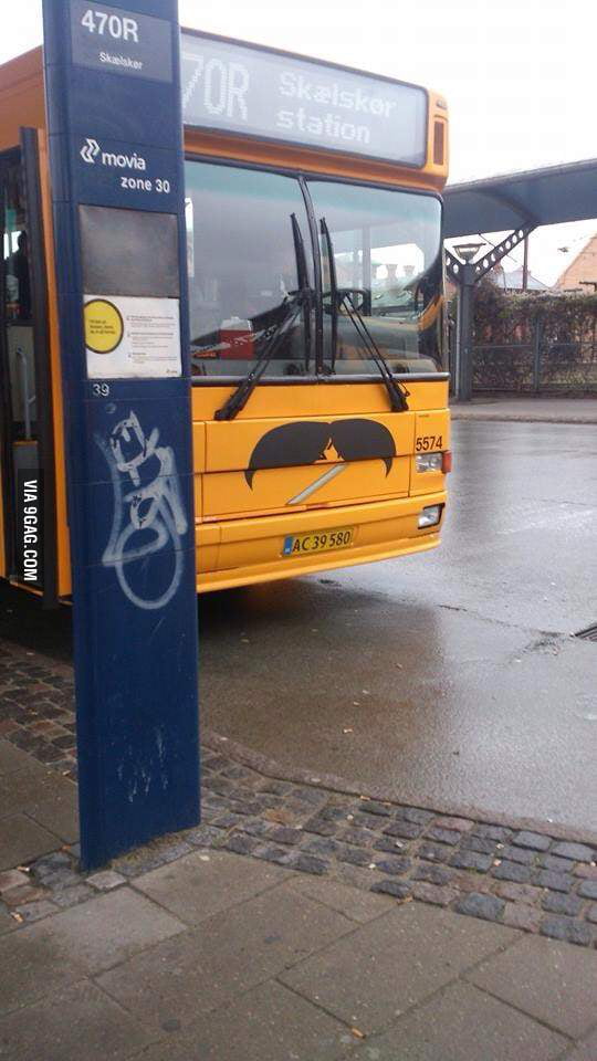 Every Danish bus wears a moustache in November - 9GAG