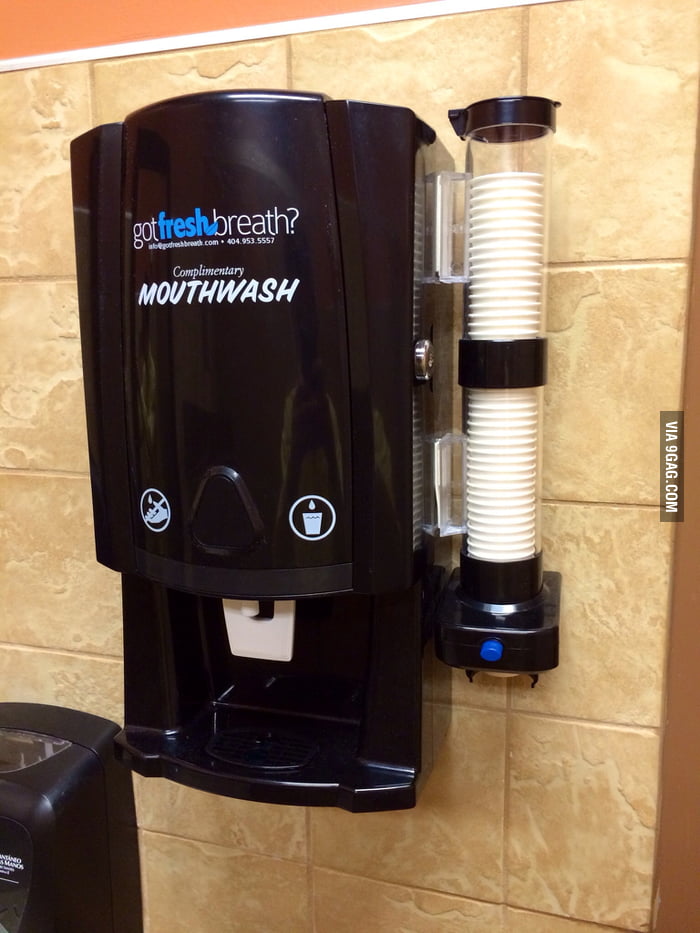 My local Chick-fil-A has a mouthwash dispenser in the bathroom - 9GAG