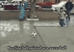 Bowling ball painted as soccer ball - 9GAG