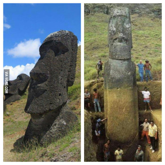 The 'giant head' moai statues on Easter Island actually have bodies as ...