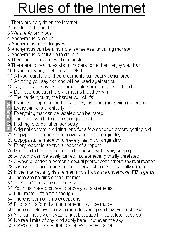 Rules of the Holy INTERNET ! - 9GAG