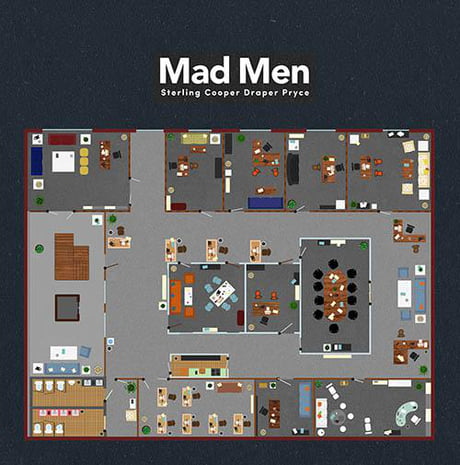 The Floor Plan Of Sterling Cooper Draper Pryce Mad Men 9gag