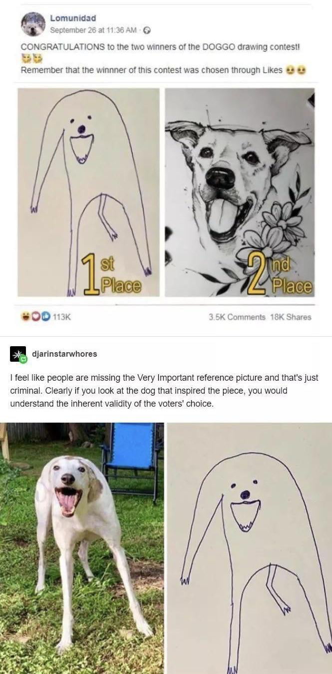 Winner of doggo drawing contest won on likes! 9GAG