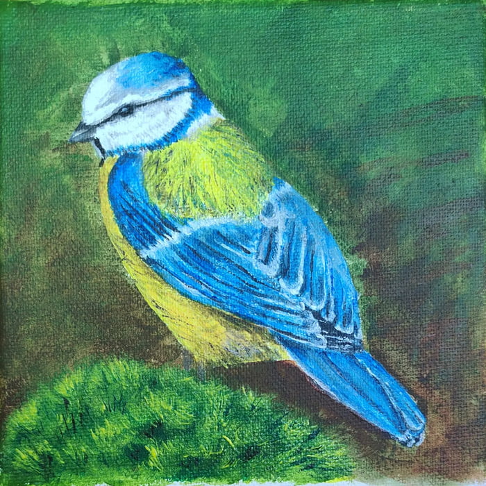 birb-on-a-moss-acrylics-on-canvas-15cm-x-15cm-i-need-to-move-to-a-new