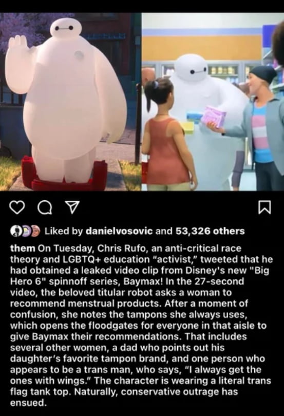 Next disney series will have a trans man buying tampons - 9GAG