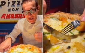 Pineapple pizza in Napoli (Naples) - Gino Sorbillo,one of the most