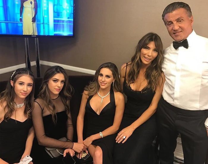 Sylvester Stallone with his wife and three daughters - 9GAG