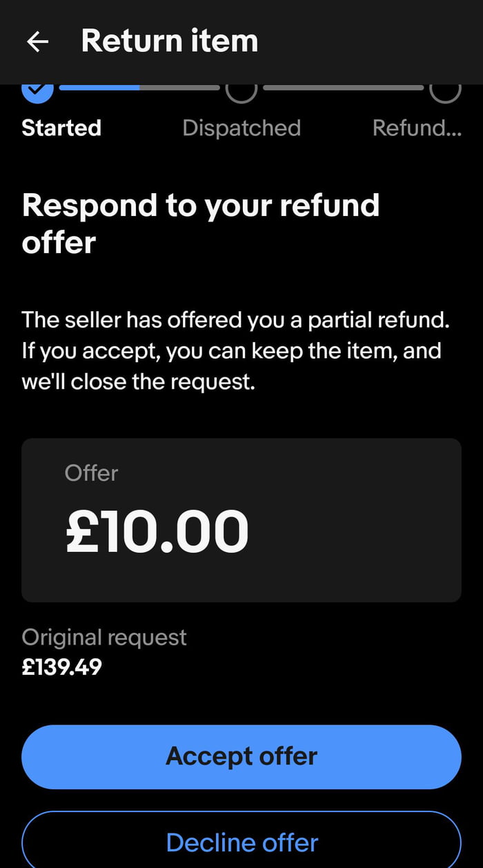 Asked for a refund for a rowing machine from eBay because it broke