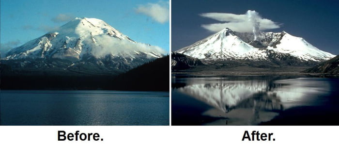 Mount St Helens Before And After Eruption 9gag