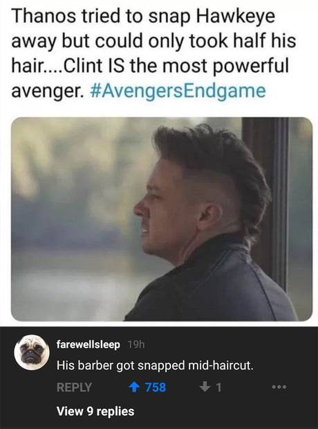 Hawkeye Endgame Haircut Meme - Hair Style  Hair Styling