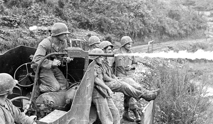 French soldiers with a flamethrower during Korean war. - 9GAG