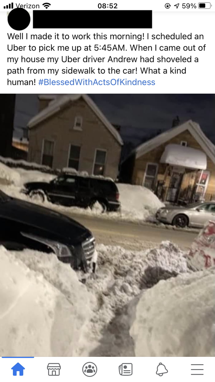 A nurse trying to get to work after a snowstorm is pleasantly surprised ...