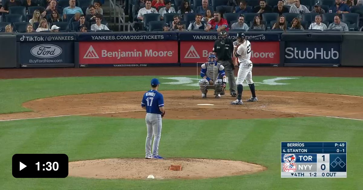 Stanton Decides He Will Not Sprint, Gets Thrown Out at 2nd, Gurriel is
