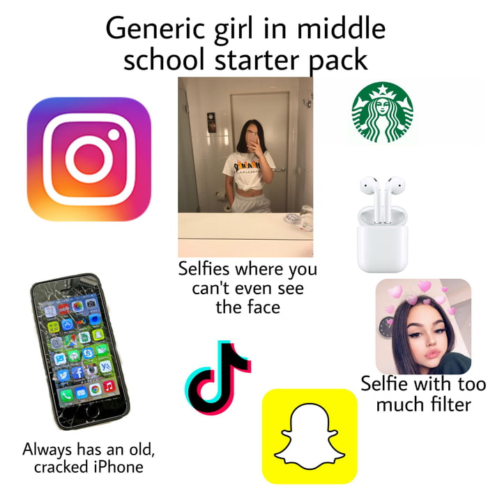 Generic girl in middle school starter pack - 9GAG