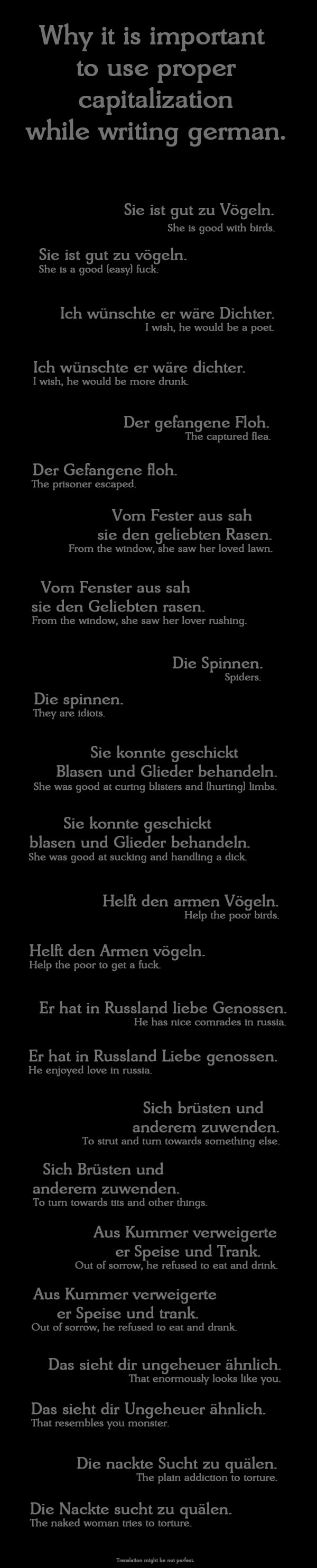 Why it is important to use proper capitalization in german language