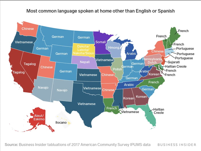 This Map Shows The Most Commonly Spoken Language In Every US State ...