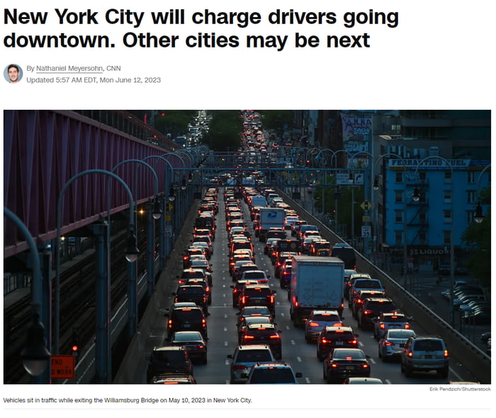 New York City Preparing To Toll Vehicles $9-23 Entering Lower Manhattan ...