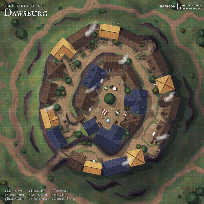 Remastered One Of My Older Dnd Maps. Feel Free To Use Dawsburg In Your 