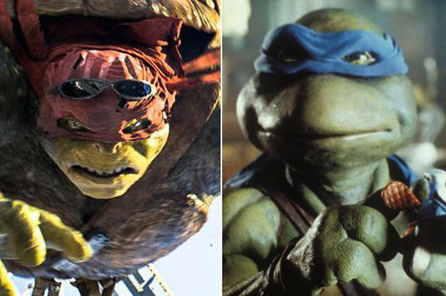 CGI Ninja Turtle Left (2014) vs. Practical Effect Ninja Turtle (1990 ...