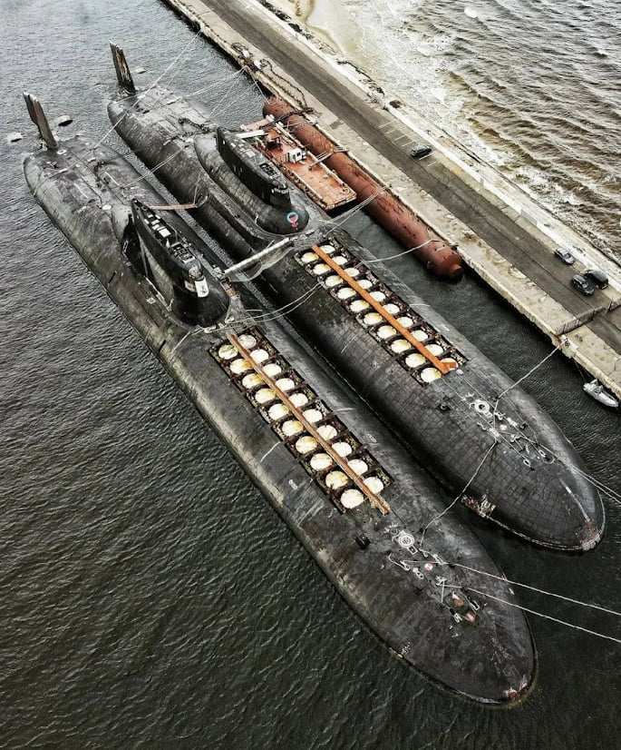 The 2 Decommissioned And Laid Up Typhoon-class Ballistic Missile ...