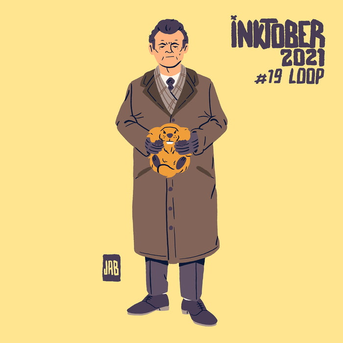 Inktober 2021 # 19 Loop - for this one I drew Bill Murray stuck in the