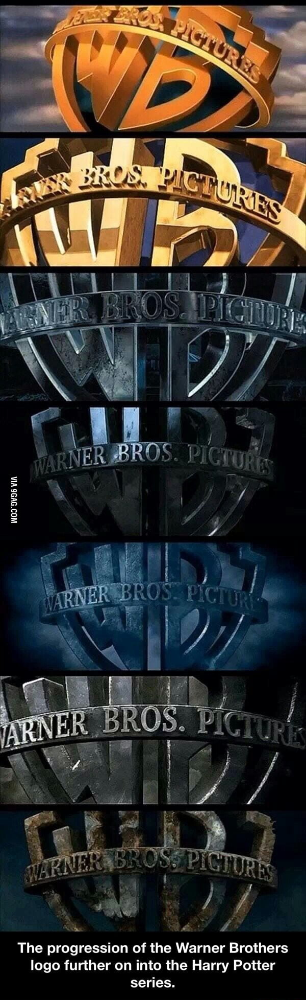 Evolution Of The Warner Bros. Logo In Harry Potter - 9GAG