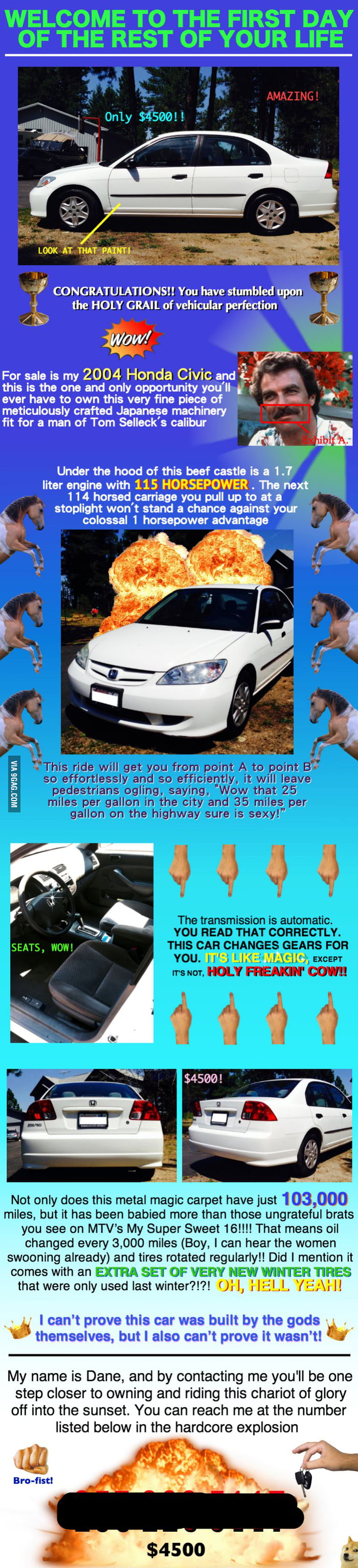 Guy wants to sell his car. Friend created a listing for him... - 9GAG