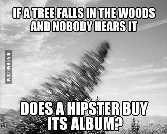 If a tree falls in the woods and nobody hears it...  9GAG