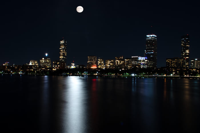 Boston Nigh Time Skyline - 9GAG