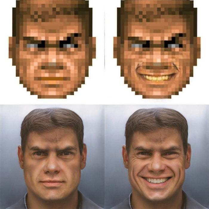 Neural network generated drawings of the man from Doom - 9GAG