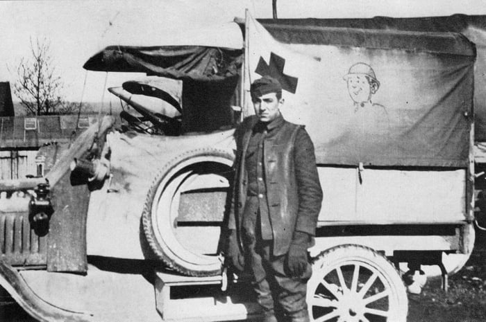 Walt Disney as a red cross ambulance driver in France after WW1, c ...