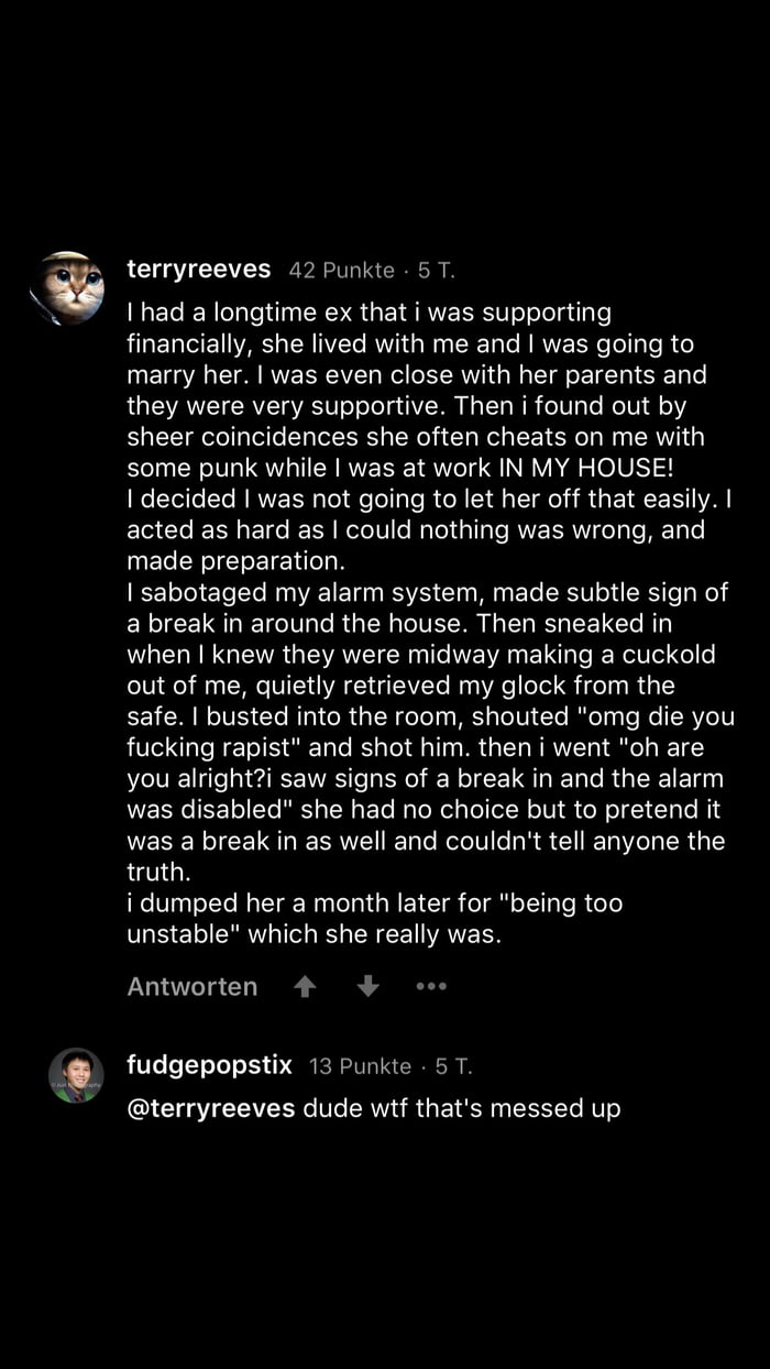 Found this screenshot of a comment about cheating girlfriends from 2018 ...