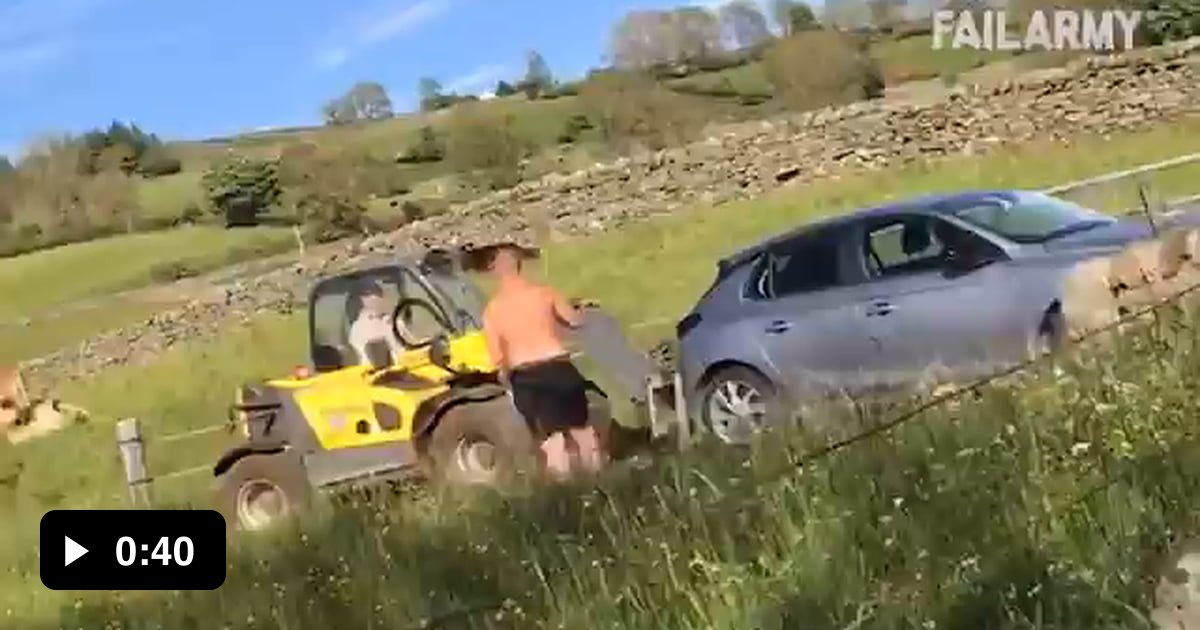 Farmer flips car that was parked on his land 9GAG