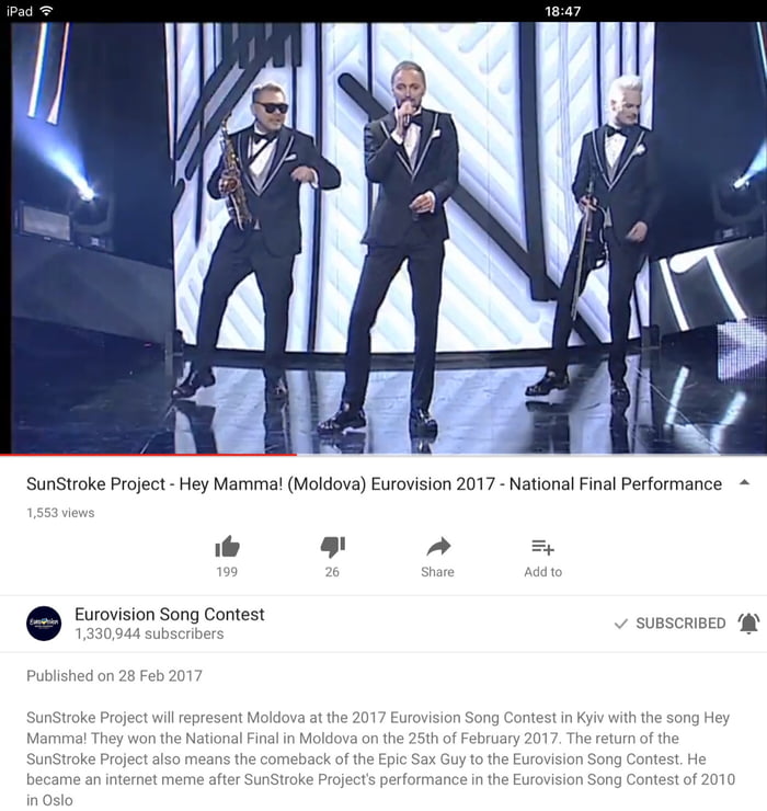 He is back at Eurovision 2017 (Epic sax guy) 9GAG